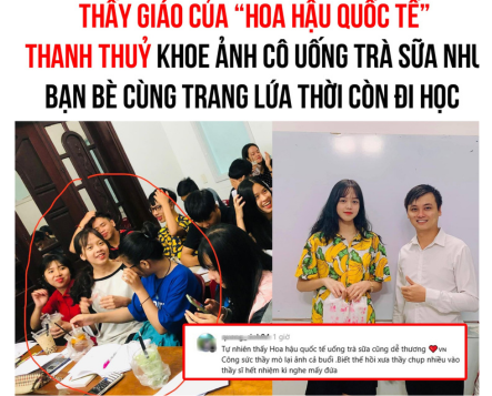 Thầy giáo cấp 3 của Hoa hậu Thanh Thủy khịa Ý Nhi: “Hoa hậu quốc tế cũng uống trà sữa như các bạn cùng trang lứa. Biết thế thầy chụp nhiều vào để thầy sĩ hết nhiệm kỳ”